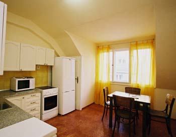 
Kitchen of Benediktska apartment, an apartment in Prague. Benediktska, an apartment offered by Prague Accommodations, is close to Prague’s Old Town Square.