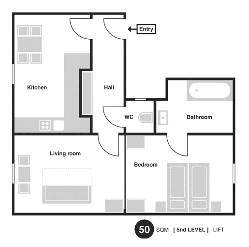 Floorplan of Apartment Benediktska 1
