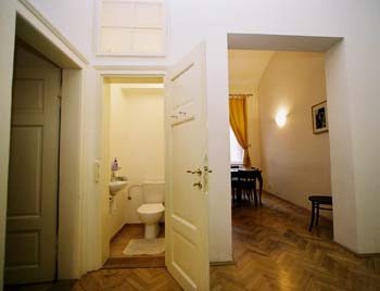 
Kitchen and second toilet of the Olivova apartment, an apartment in Prague Olivova, an apartment offered by Prague Accommodations, is near to Prague’s Wenceslas Square.