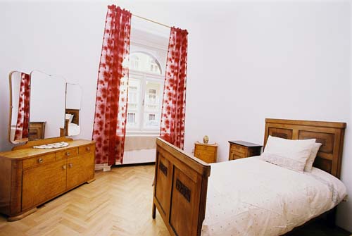 The bedroom in Prokopska apartment. Prokopska, an apartment offered by Prague Accommodations, is near to Prague’s Lesser Town Square or Malostranske Namesti.