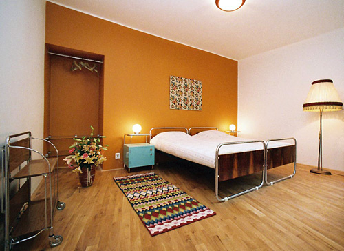 
Master bedroom of Benediktska 2, an apartment in Prague offered by Apartments in Prague. This apartment is in the heart of Stare Mesto, one of Prague’s oldest quarters.