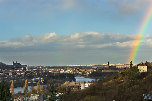 We can not guarantee the rainbow, but the magnificent view of the Prague Castle with the bridges over the Vltava river will be there.