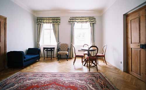 
Living room of Kampa Apartment, an apartment in Prague. Kampa, an apartment offered by Apartments in Prague, is close to Prague’s Charles Bridge and Malostranske Namesti.