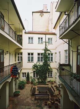 Courtyard view of  Prokopska apartment. Prokopska, an apartment offered by Prague Accommodations, is near to Prague’s Lesser Town Square or Malostranske Namesti.