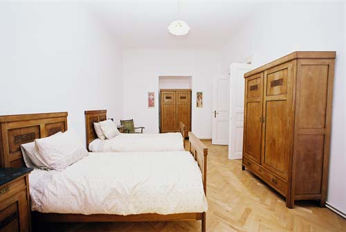 The second bedroom in Spanelska apartment. Spanelska, an apartment offered by Prague Accommodations, is near to Prague’s Wenceslas Square and the main train station.