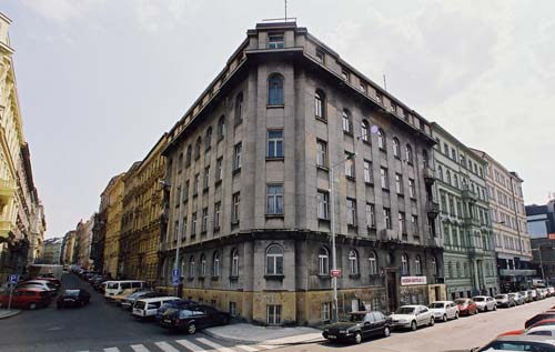 
View of the Spanelska Apartment building. Spanelska, an apartment offered by Prague Accommodations, is near to Prague’s Wenceslas Square and the main train station.