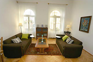 
the living room in Spanelska apartment accomodation. Spanelska, an apartment lodging offered by Prague Accommodations, is near to Prague¹s Wenceslas Square and the main train station