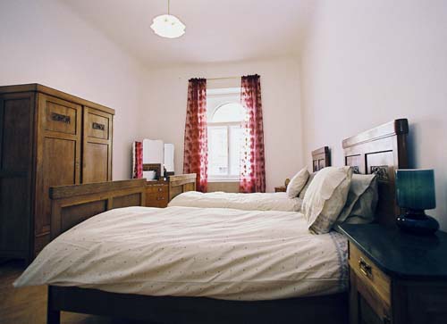 The second bedroom in Spanelska apartment. Spanelska, an apartment offered by Prague Accommodations, is near to Prague’s Wenceslas Square and the main train station.