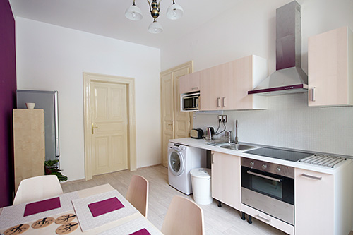 Like most of our apartments in Prague this apartment has a fully equipped kitchen including a dishwasher