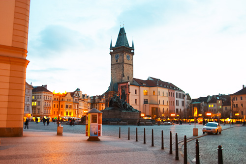 City Hall tower on Old Town Square near to Apartment in Prague’s Benediktska Apartment.