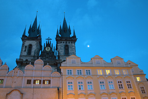 Prague's Tyn Church on Old Town Square near Apartment in Prague near Apartment in Prague's Benediktska Apartment. 