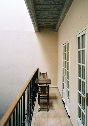 Balcony of Vlasska 5. Vlasska 5, an apartment offered by Prague Accommodations, is close to Prague Castle and the Lesser Town Square.