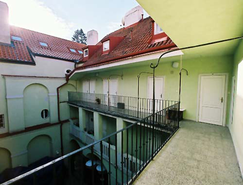 Interior balcony of Vlasska 7. Vlasska 7, an apartment offered by Prague Accommodations, is close to Prague Castle and the Lesser Town Square.