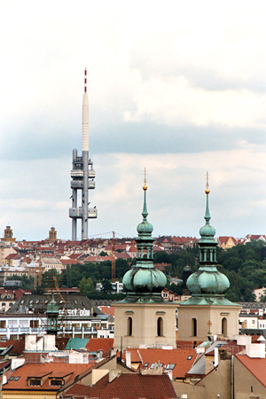 Prague’s TV and radio tower above Vinohrady and Zizkov. Apartments in Prague offers Luzicka apartment in Vinohrady.